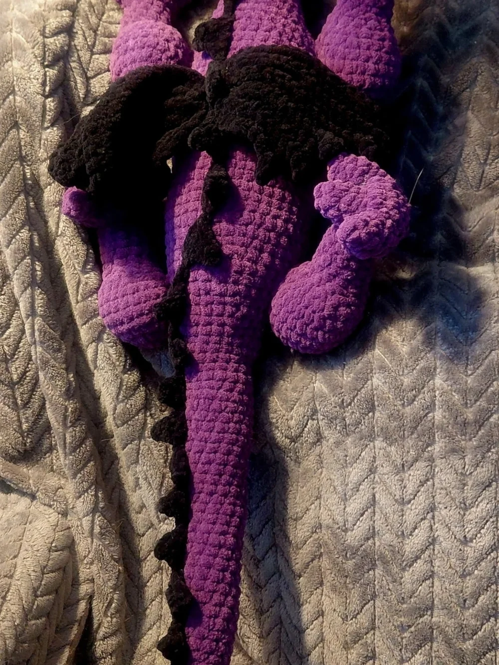 Plush Purple & Black Reptile Plush Toy - Soft Cuddly Pet Companion